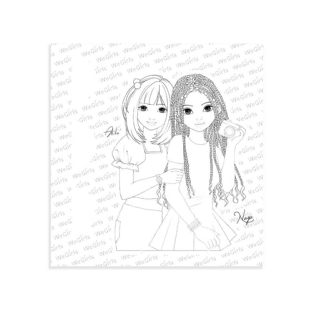 WeGirls Akiko & Naya character line art - DIY 3D coloring pages
