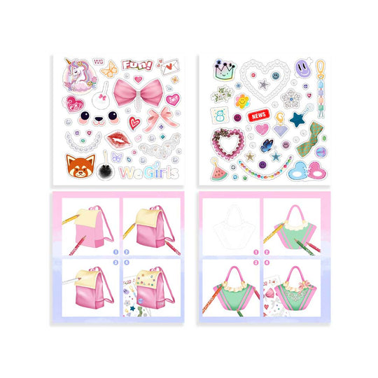WeGirls bag design stickers - decorative accessories and coloring guide