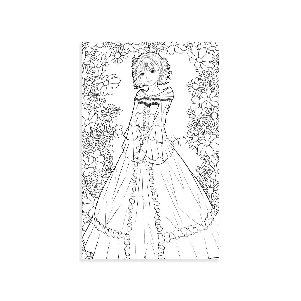 WeGirls character coloring page - full outfit design sketch