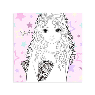 WeGirls Yufei with bag coloring page - character fashion design
