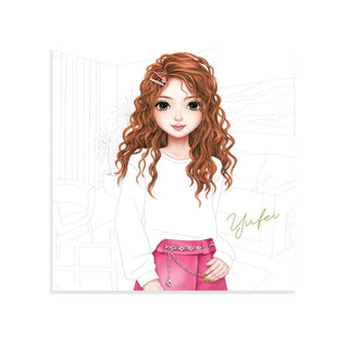 WeGirls Yufei wearing blank T-shirt - character fashion coloring page
