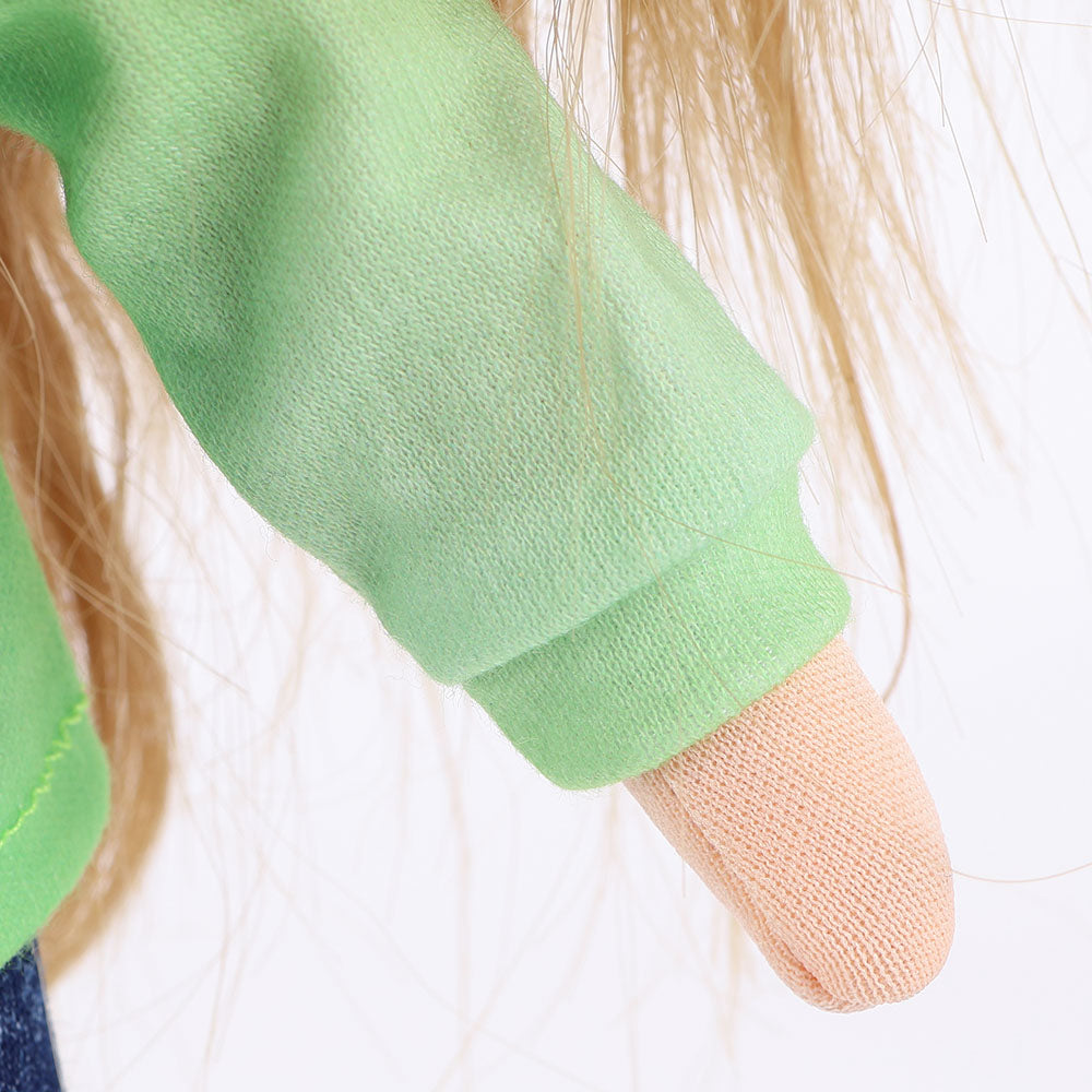 Detailed close-up of Anna doll's articulated hands - showing poseable finger joints