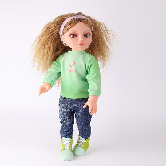 Side view of Artist Anna doll, showcasing her articulated body design for flexible artist posing.