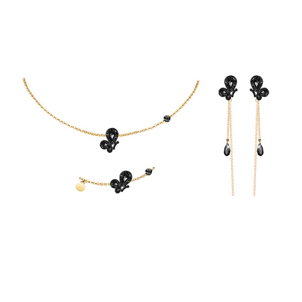 WeGirls gothic butterfly jewelry set - matching black necklace, bracelet & earrings for trendy girls