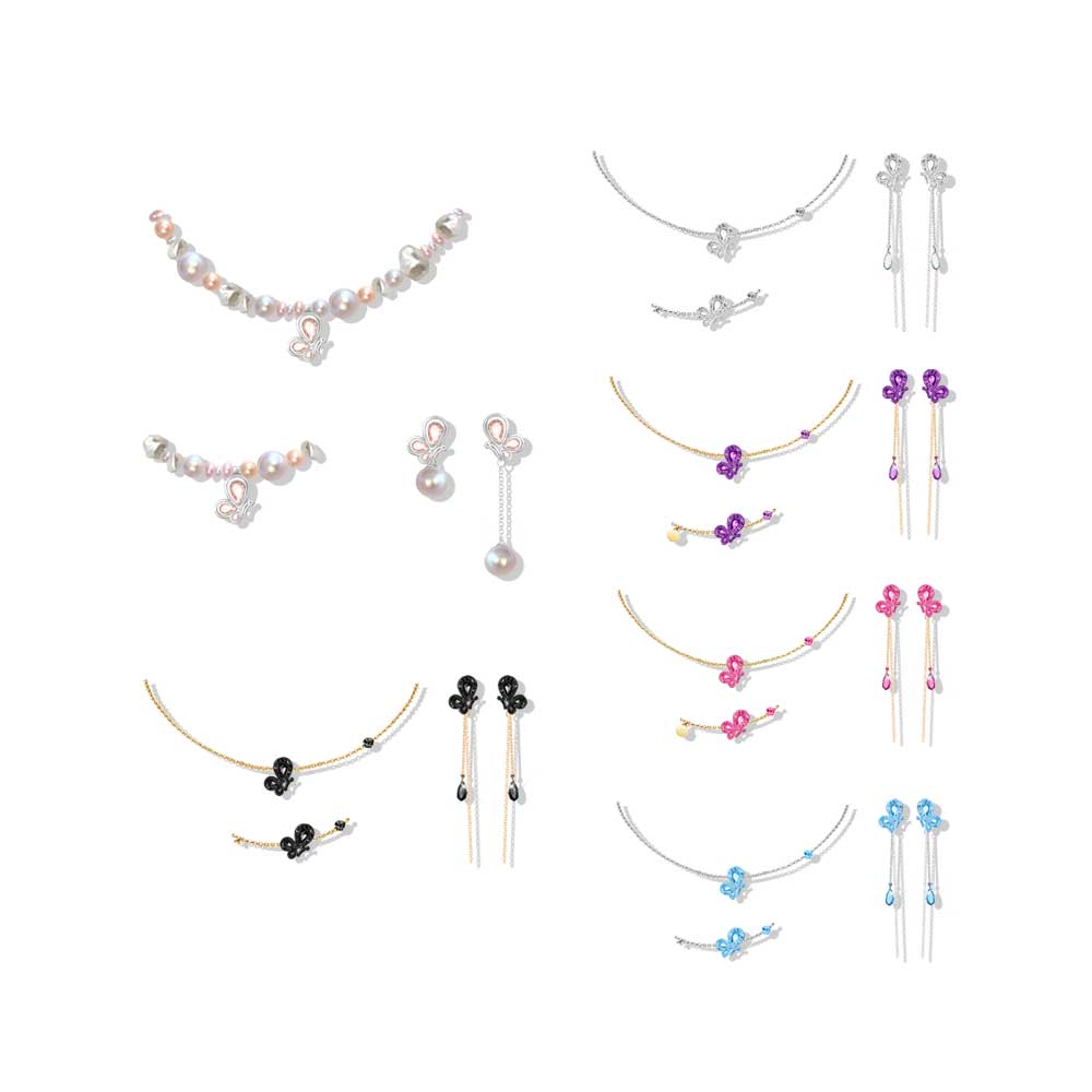WeGirls butterfly jewelry set (necklace+bracelet+earrings) - elegant pastel color options for girls