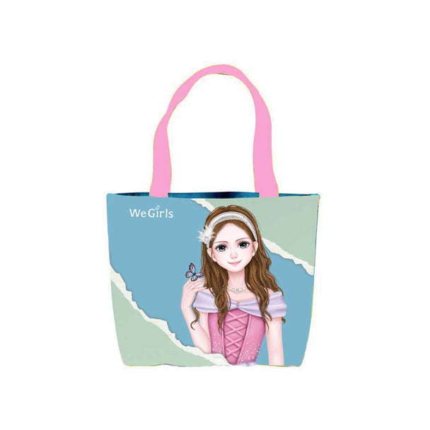 WeGirls large capacity canvas tote with Anna character patchwork design - stylish unisex travel bag front view