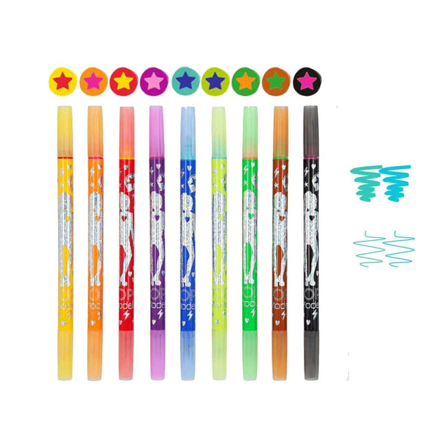 WeGirls dual-tip markers 9 bright colors set - vibrant easy-blend art supplies for children's painting and DIY crafts