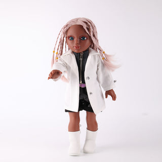 Naya doll in a friendly waving pose, demonstrating the articulated arm movement of the collectible fashion doll.