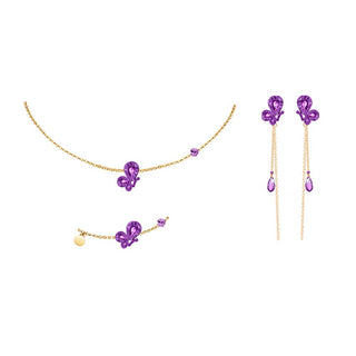 WeGirls lavender butterfly jewelry set - enchanting necklace, bracelet & earrings trio for romantic styles