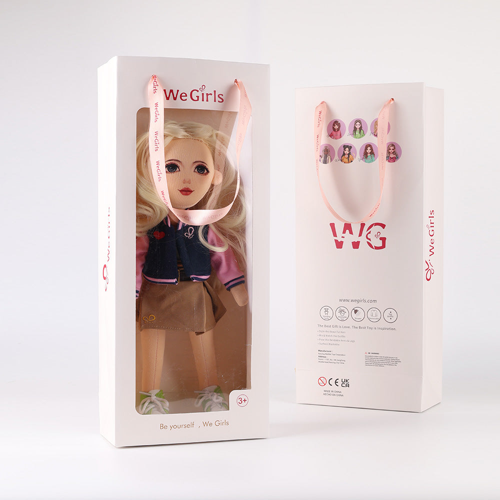 Lucy doll presented in premium white gift tote packaging - elegant presentation