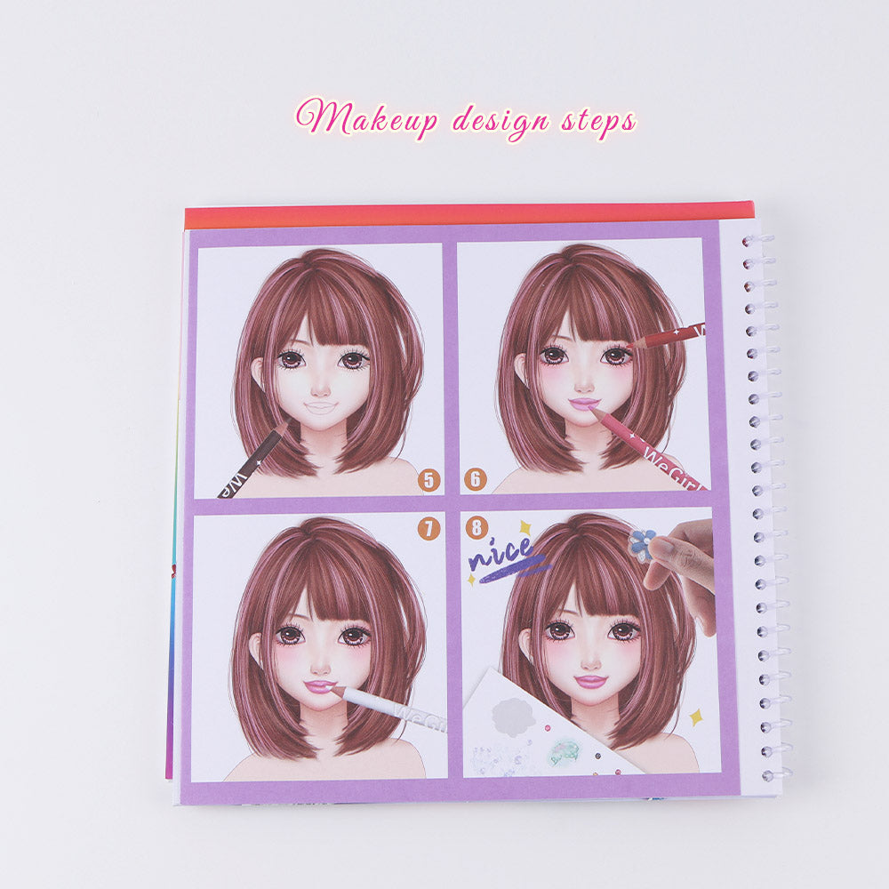 WeGirls Makeup Tutorial Reference Sheet - Visual Guide for Kids to Practice Makeup Art and Color Blending