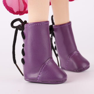Detailed view of Natasha doll's removable purple boots