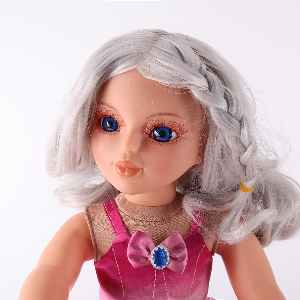 Side face close-up of Natasha doll, emphasizing her delicate facial features and ballet bun hairstyle