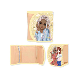 WeGirls orange tri-fold wallet with Naya design - ultra slim card holder showing front and side views