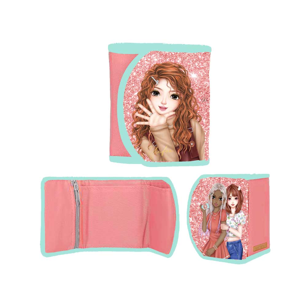 WeGirls lightweight tri-fold card wallet with Yufei character design - front and side views showing compact size
