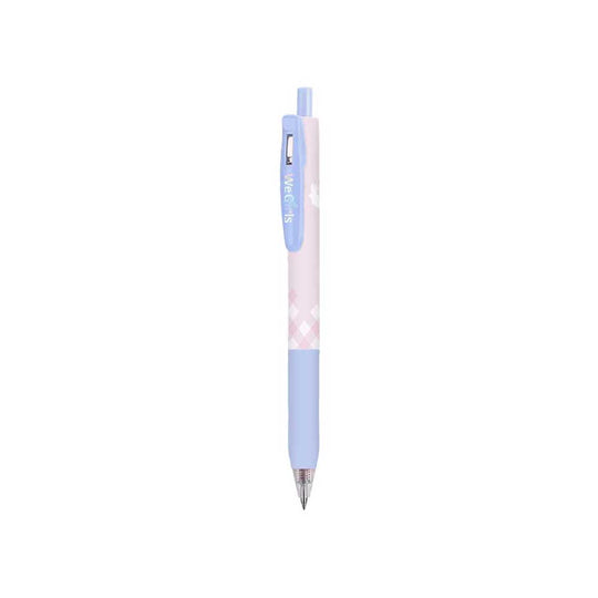 WeGirls retractable ballpoint pen - smooth black ink with gradient blue/purple geometric casing