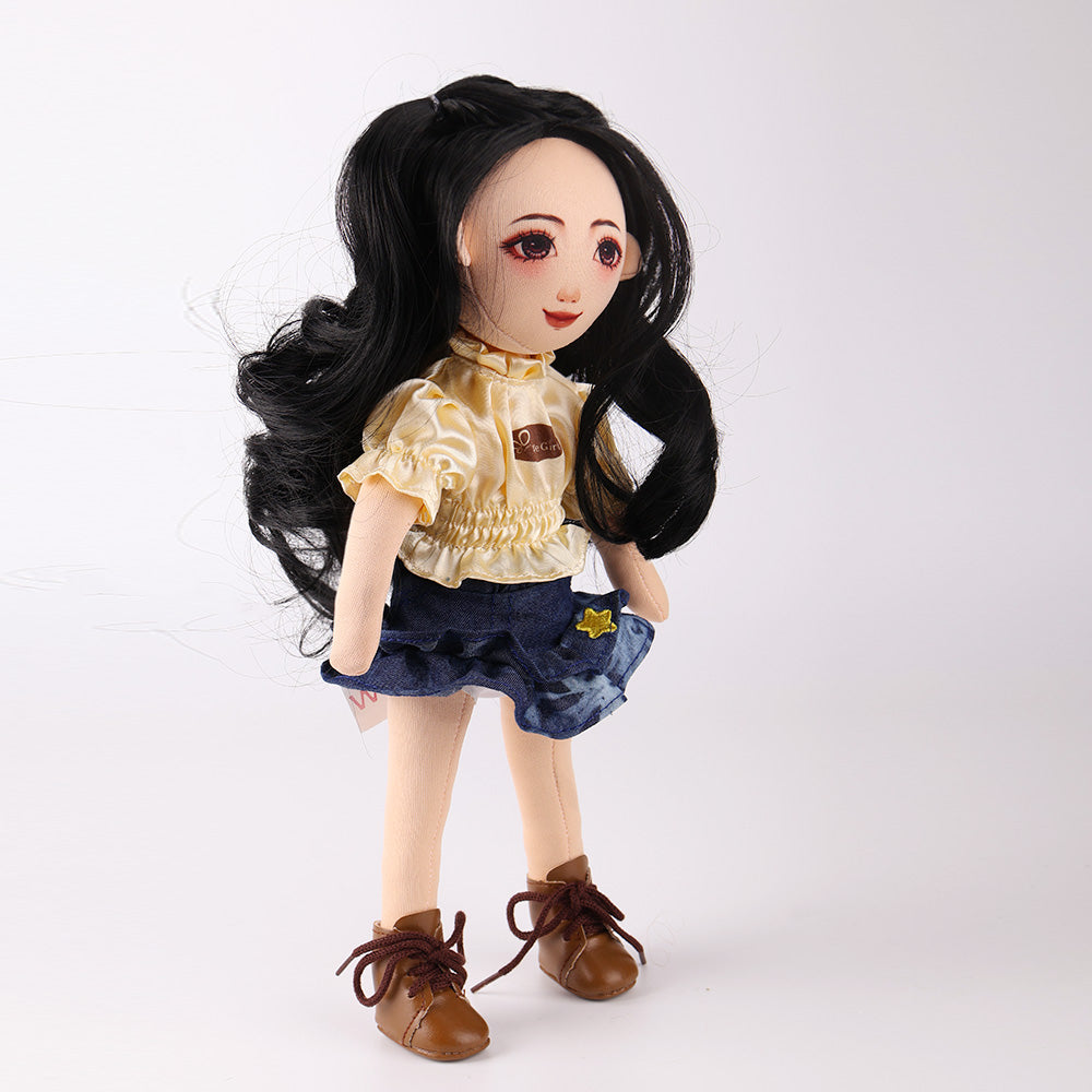 Side profile close-up showing Wanru doll's delicate facial features